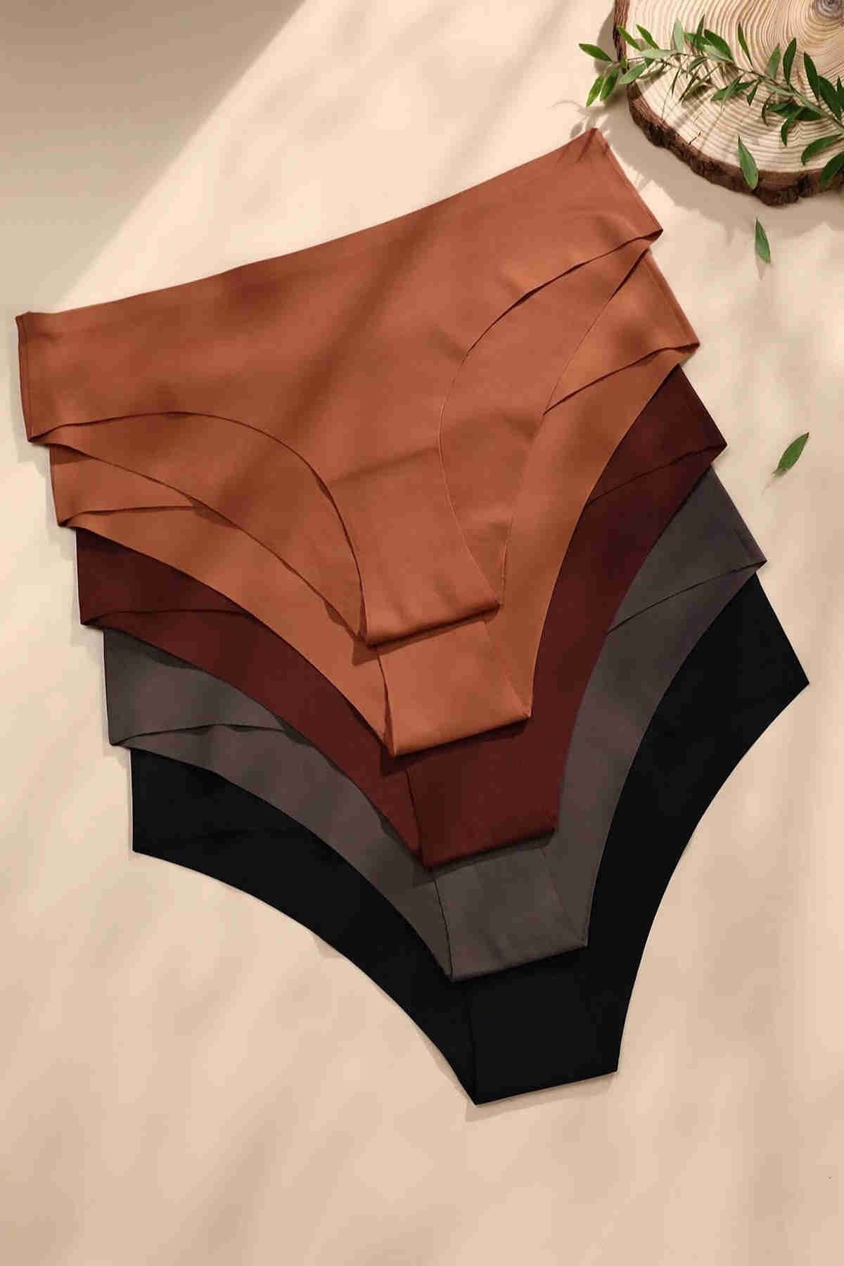 Merry See 5 li Set İz Yapmaz Likralı Dikişsiz Lazer Kesim Bikini Slip Külot Çok Renkli