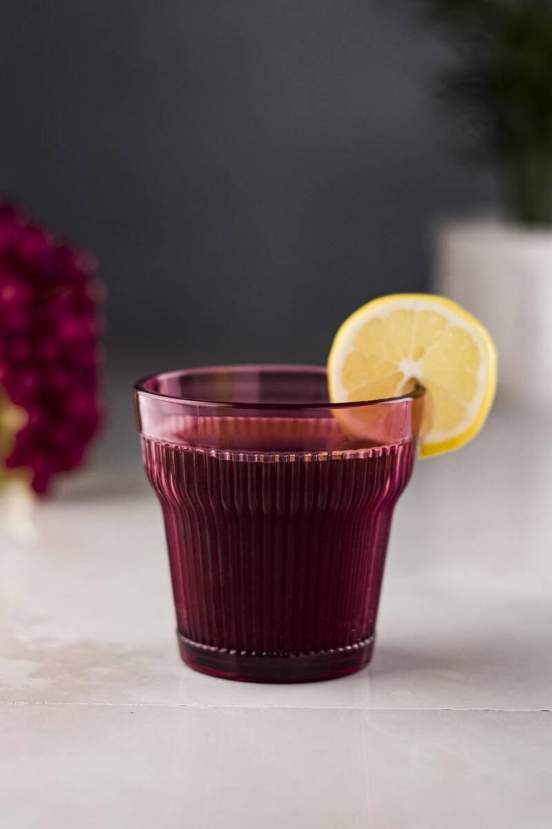 Akrilik Mürdüm 6lı Kısa Bardak & Su Meşrubat Kahve Yanı Bardağı 300 ml ( Cam Değildir )