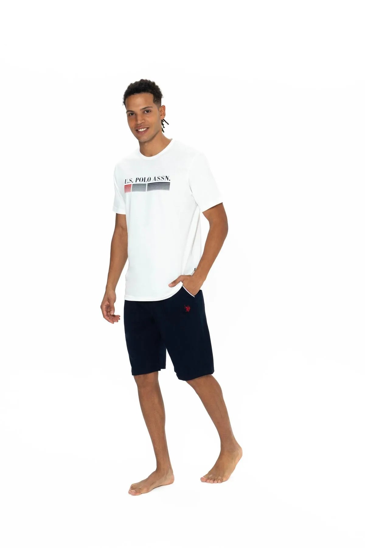 U.S. Polo Assn. Erkek Alt Üst Yuvarlak Yaka Pijama Şort Takımı
