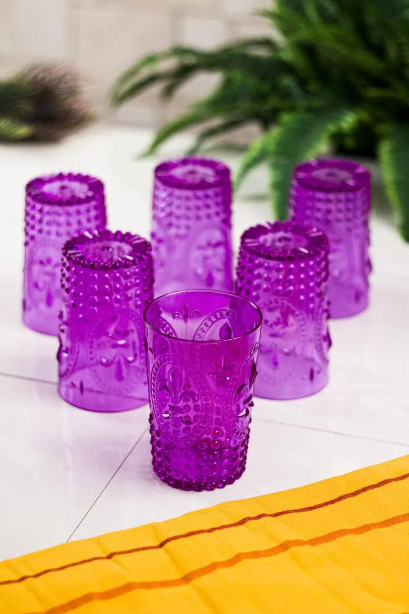 Acrylic Purple 6Piece Short Glass & Water Soft Drink Coffee Glass 400