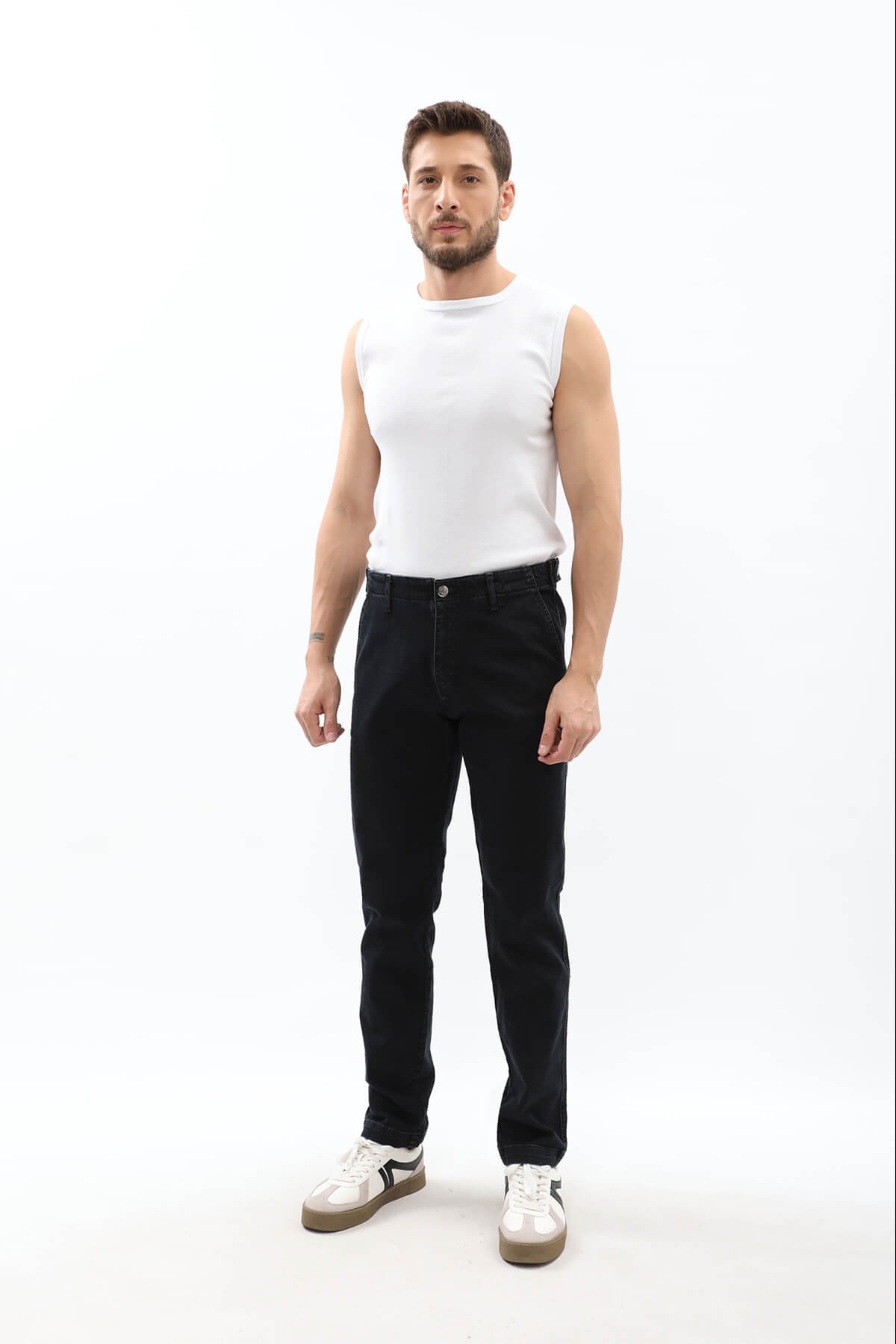 Erkek Yan Cepli Koyu Lacivert Jean Pantolon