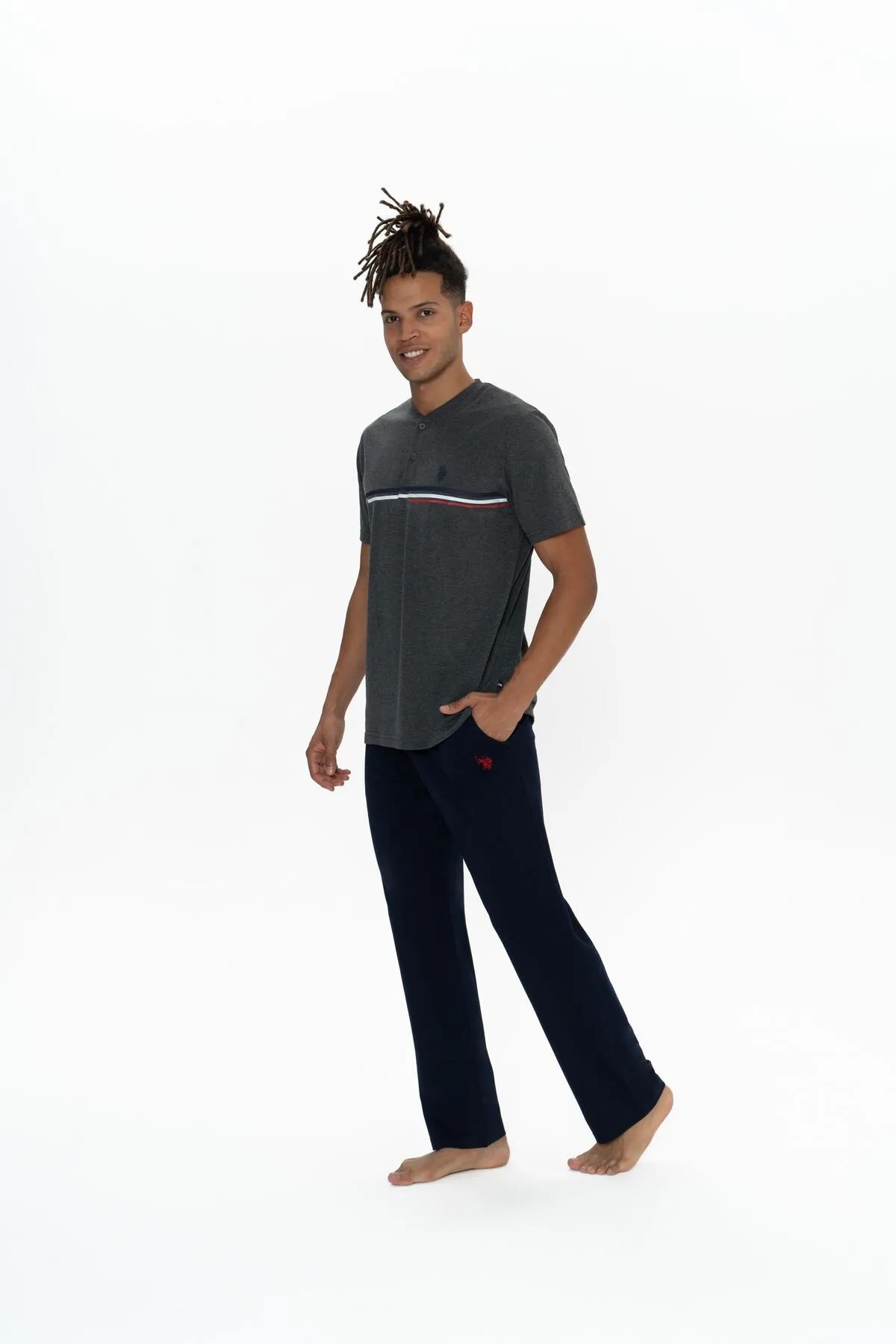 U.S. Polo Assn. Erkek Battal Boy Düğmeli Pijama Takım