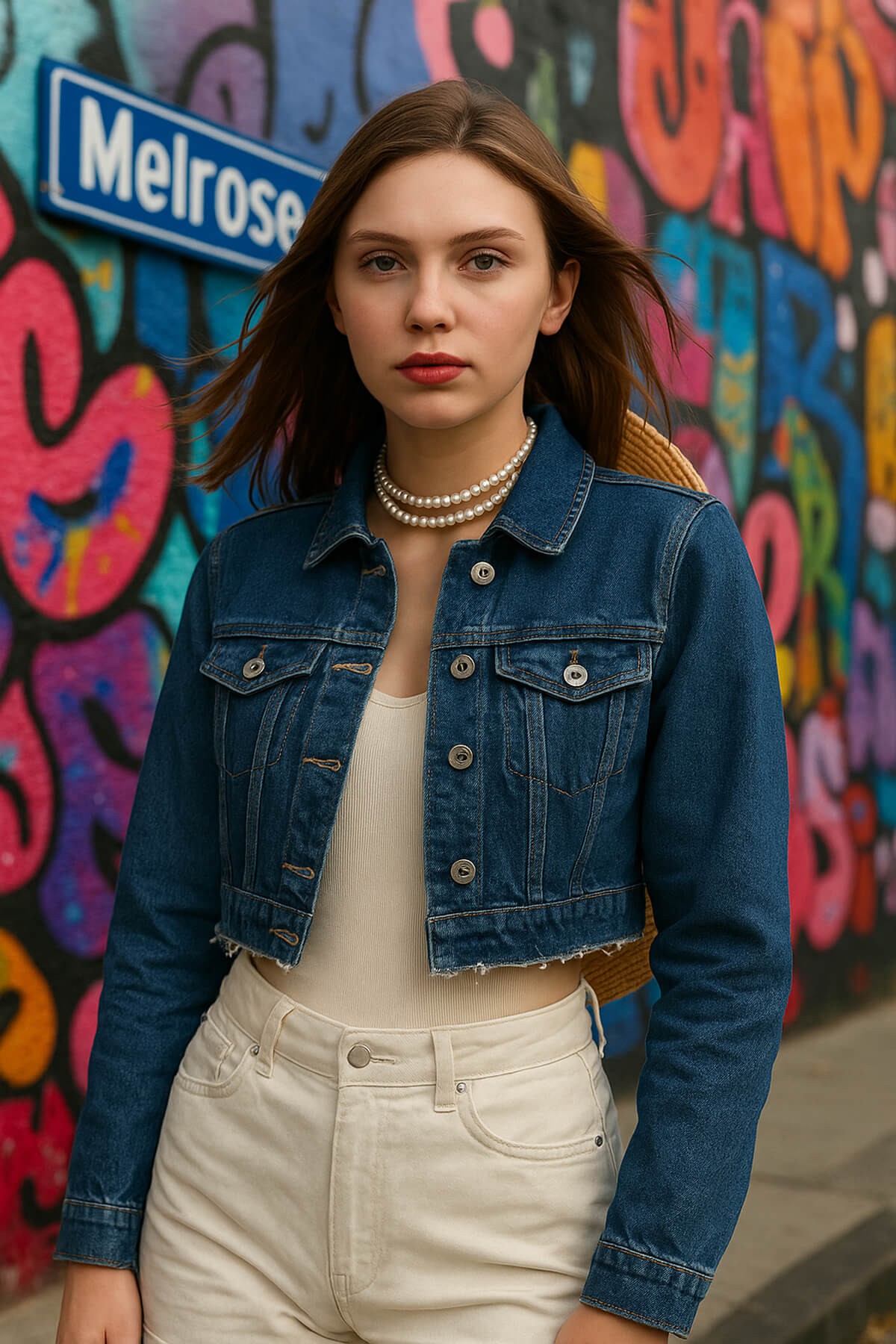 Kadın Püsküllü Crop Jean Ceket