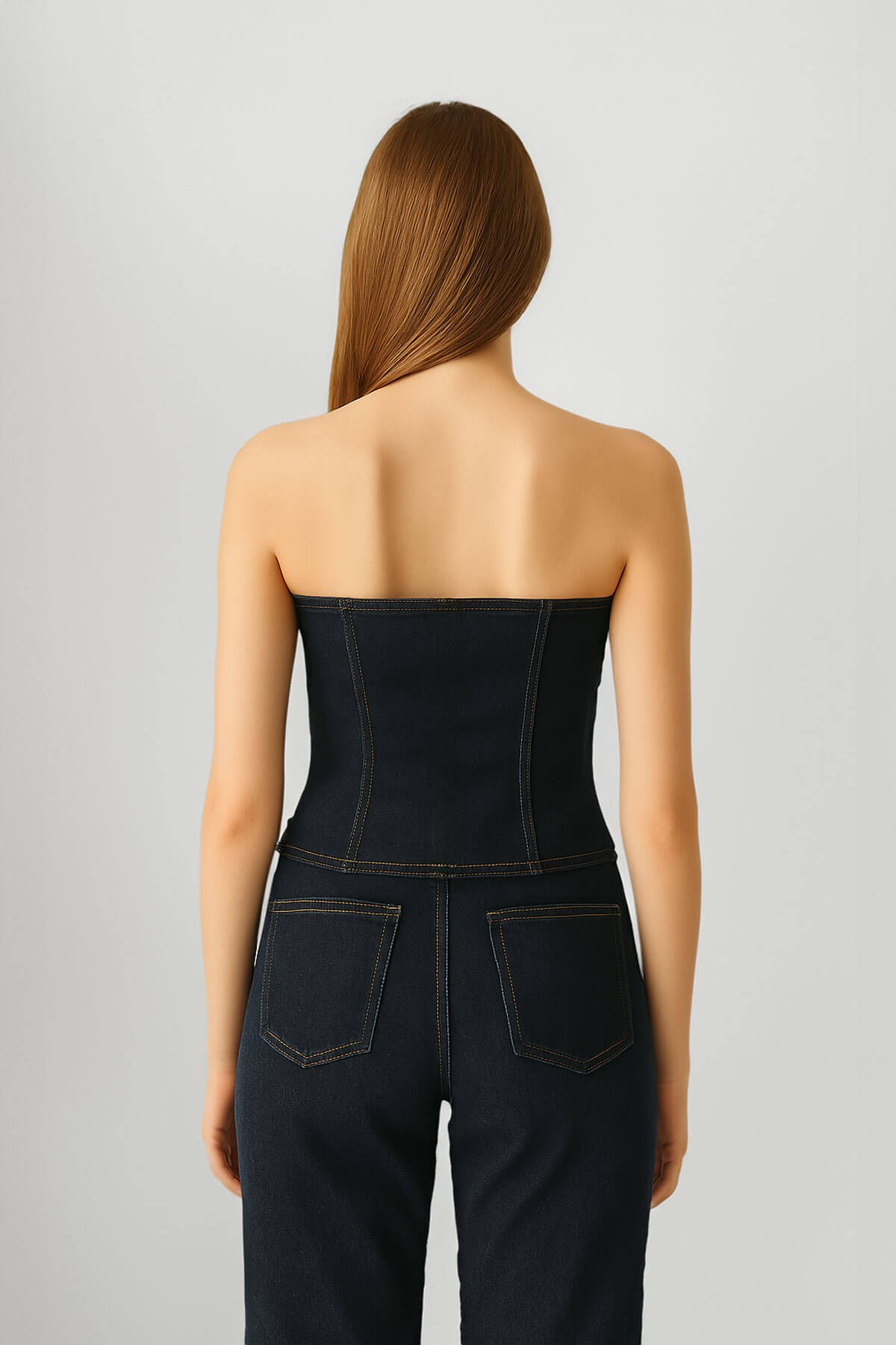 Blue White Kadın Denim Büstiyer