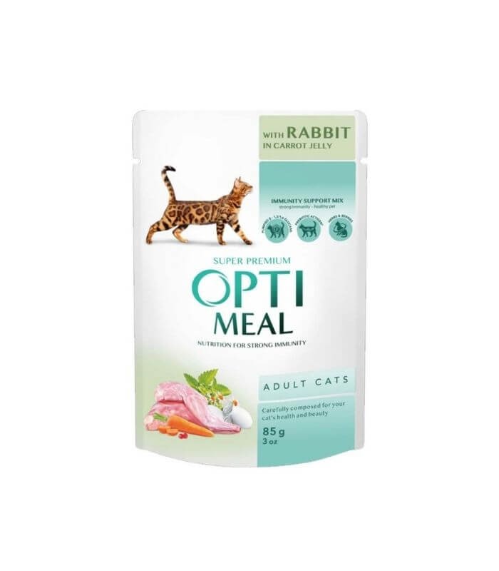 Optimeal Havuçlu Jöleli Tavşanlı Yaş Kedi Maması 85gr