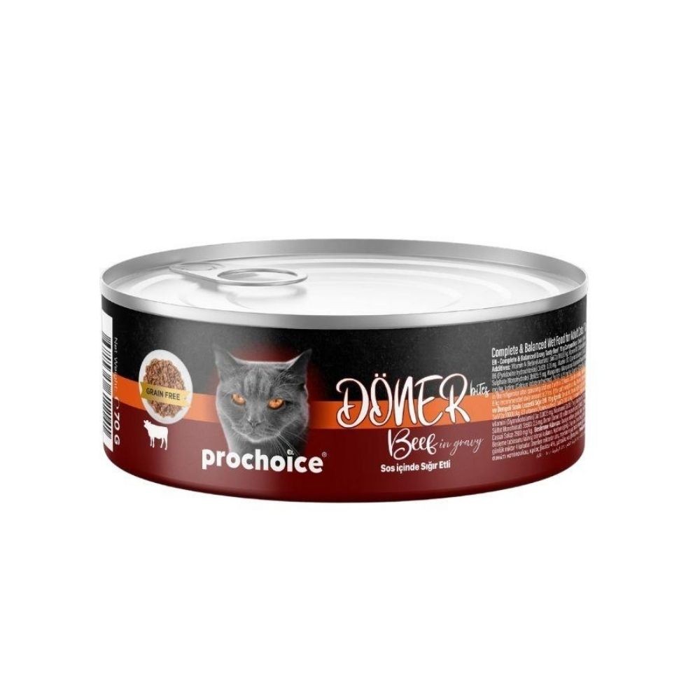 ProChoice Döner Bites Sos İçinde Sığır Etli Yetişkin Kedi Konservesi 70gr