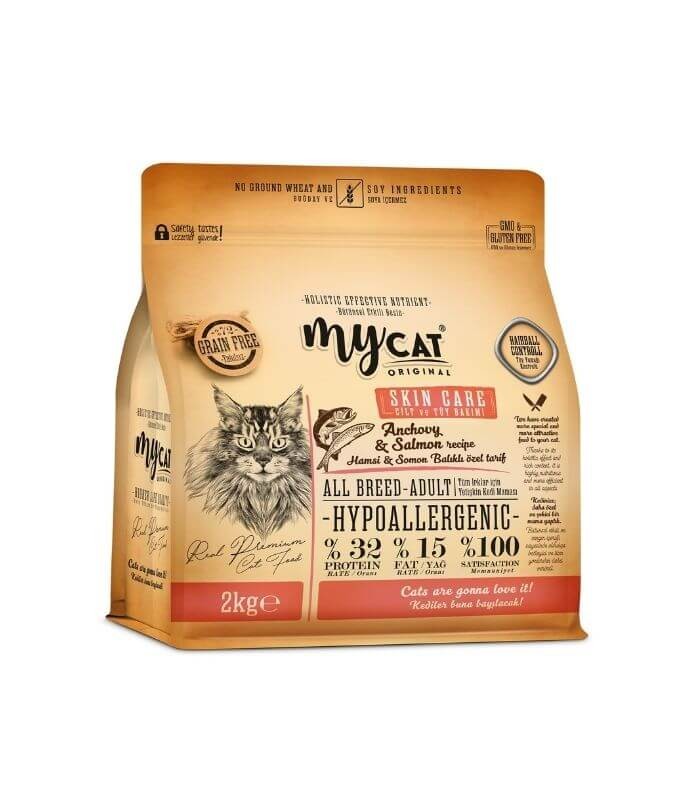 Mycat Az Tahıllı Hamsi & Somon Balıklı Skin Care Yetişkin Kedi Maması 2kg