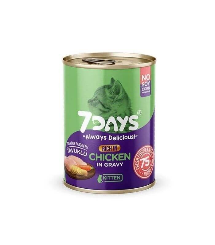 7Days Tahılsız Taze Tavuklu Soslu Yavru Konserve Kedi Maması 415gr