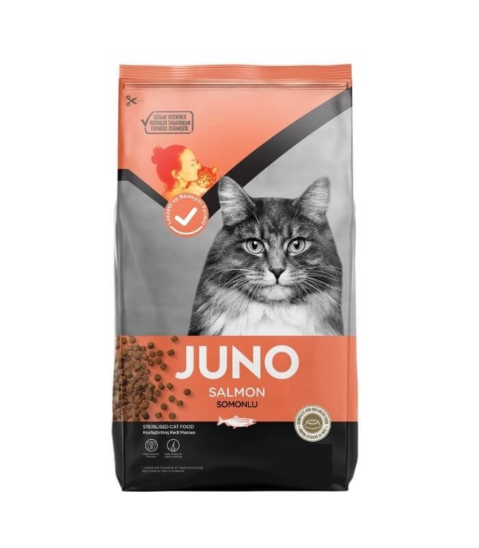 JUNO Somonlu ve Pirinçli Kısırlaştırılmış Kedi Maması 0.5kg
