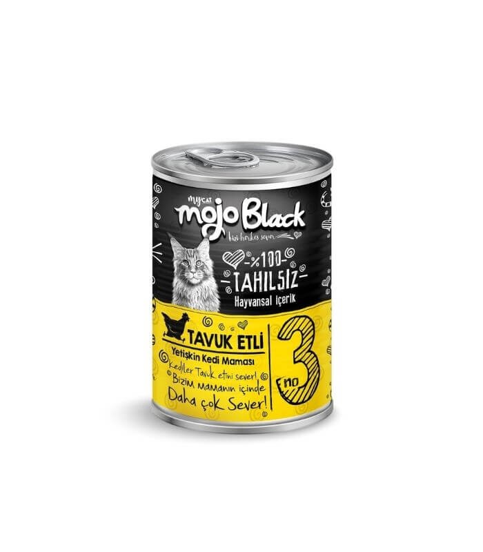 Mojo Black NO:3 Tahılsız Tavuk Etli Yetişkin Kedi Konservesi 400gr