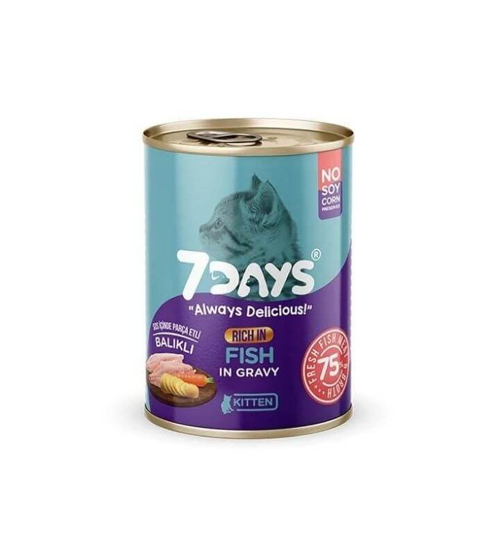 7Days Tahılsız Taze Balık Etli Soslu Yavru Konserve Kedi Maması 415gr