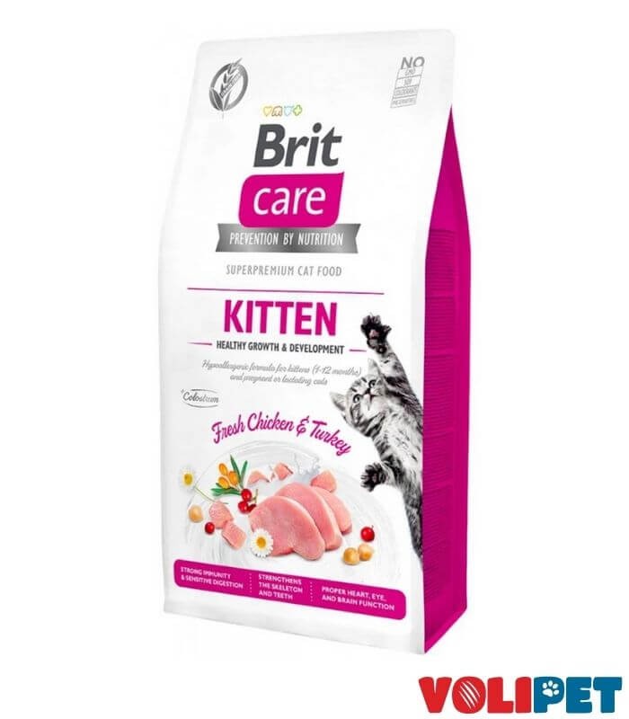 Brit Care Hypo-Allergenic Sağlıklı Büyüme için Tavuklu ve Hindili Tahılsız Yavru Kedi Maması 2kg