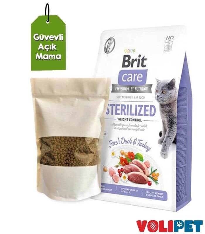 Brit Care Kilo Kontrolü için Ördekli Tahılsız Kısırlaştırılmış Kedi Maması 1kg (Açık Mama)