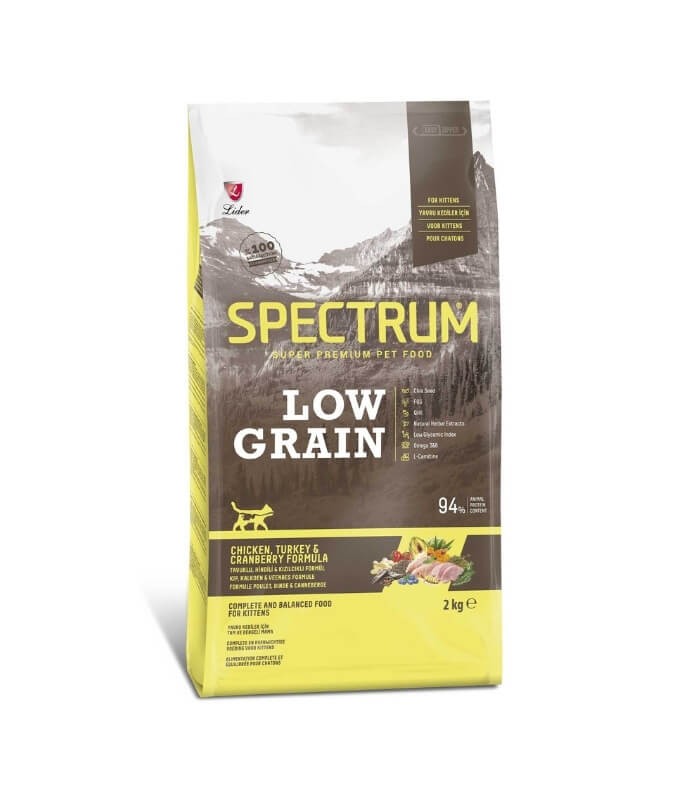 Spectrum Low Grain Tavuk, Hindi ve Yaban Mersinli Yavru Kedi Maması 2kg