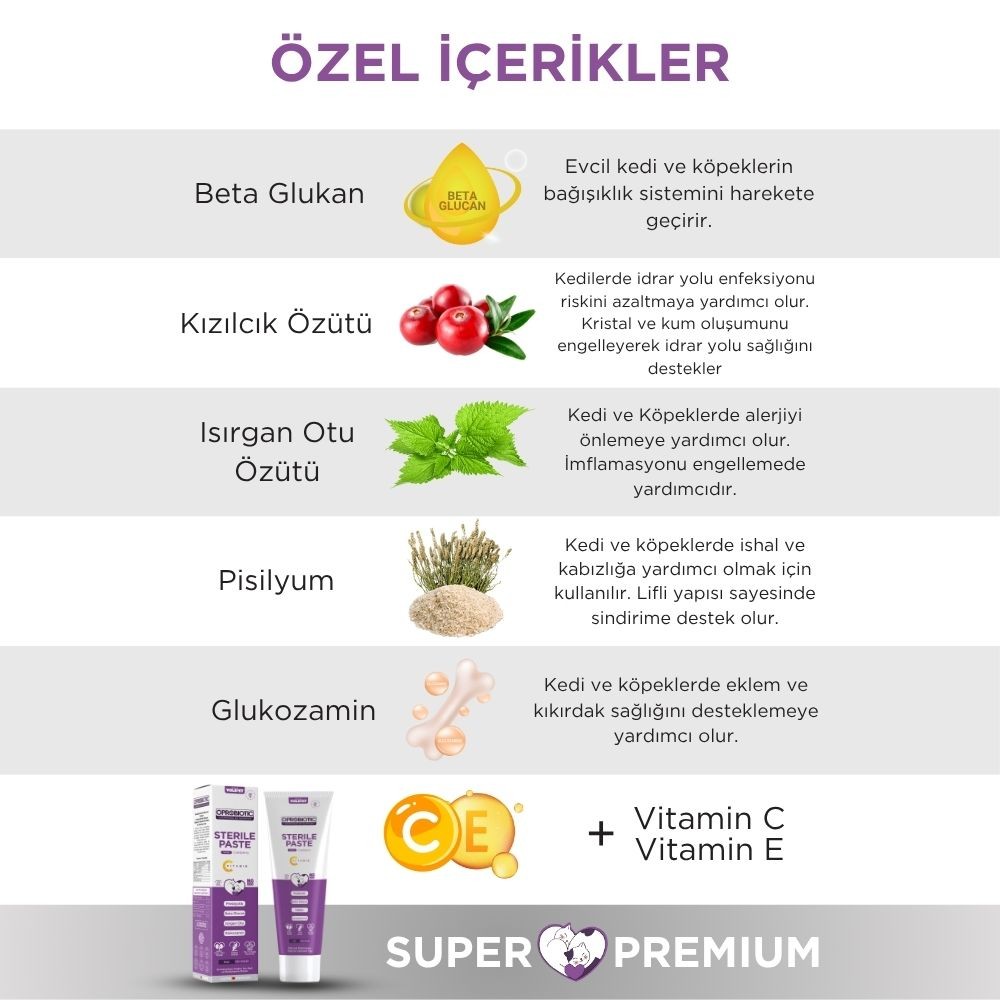 Oprobiotic Sterilised Süper Premium Malt ve Vitamin Macun 100gr (KISIR KEDİ MALT & VİTAMİN)