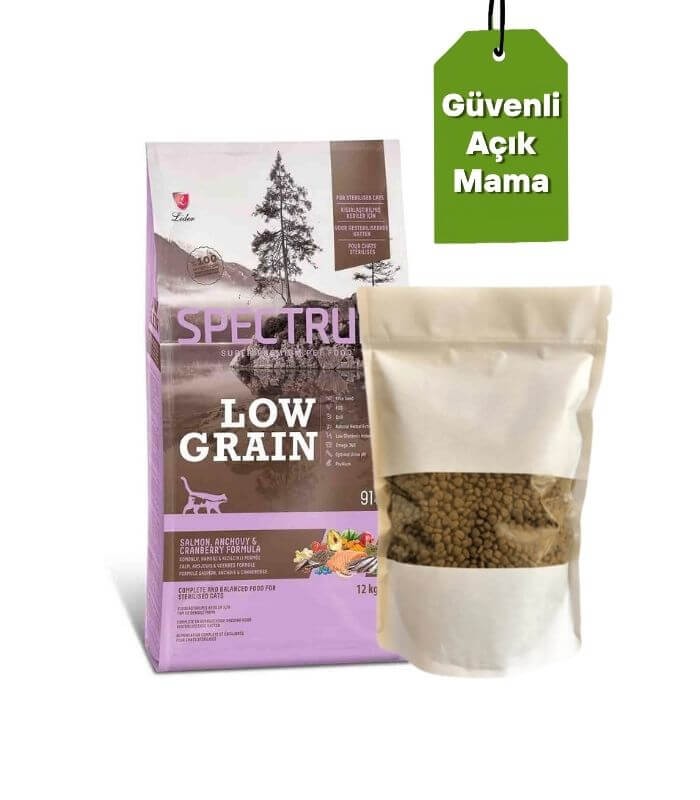 Spectrum Low Grain Kısırlaştırılmış Kedi Maması Somonlu&Hamsili&Kızılcıklı 1kg (Açık Mama)