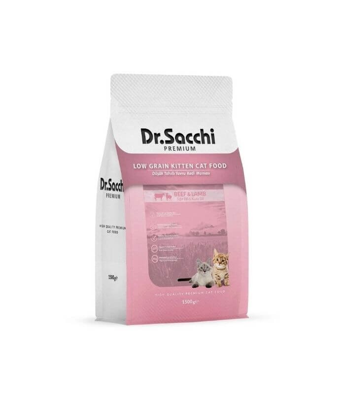 Dr.Sacchi Düşük Tahıllı Sığır ve Kuzu Etli Yavru Kedi Maması 1,5kg