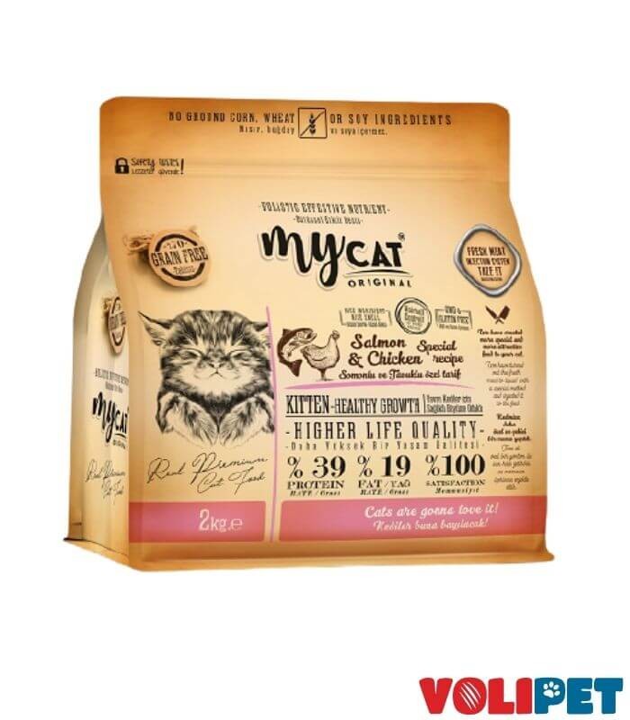 Mycat Low Grain Somonlu Tavuklu Yavru Kedi Maması 2 kg