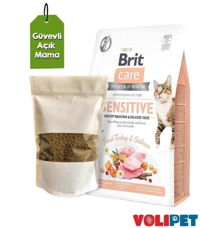 Brit Care Sensitive (Sindirim Sistemi) Hindi ve Somonlu Yetişkin Kedi Maması 1 Kg (Açık Mama)
