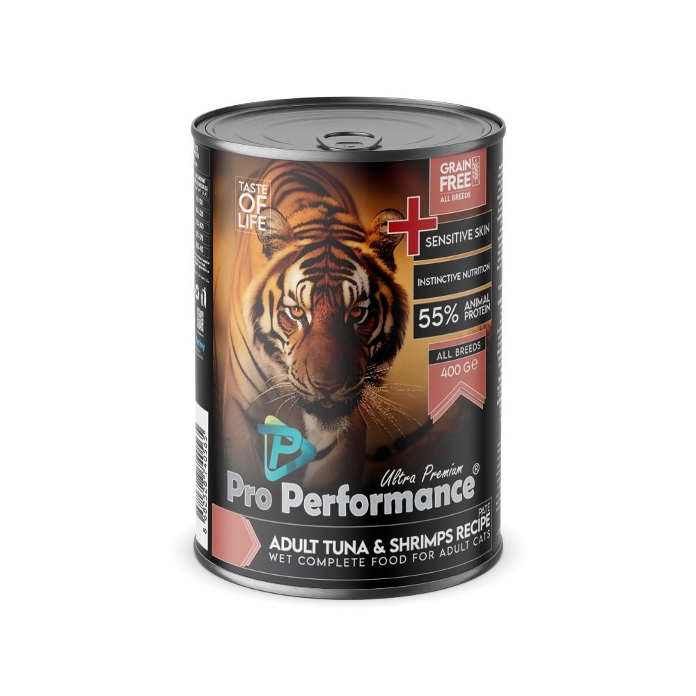 Pro Performance Kediler İçin Tahılsız Ton Balığı ve Karides Etli Premium Konserve Mama 400gr