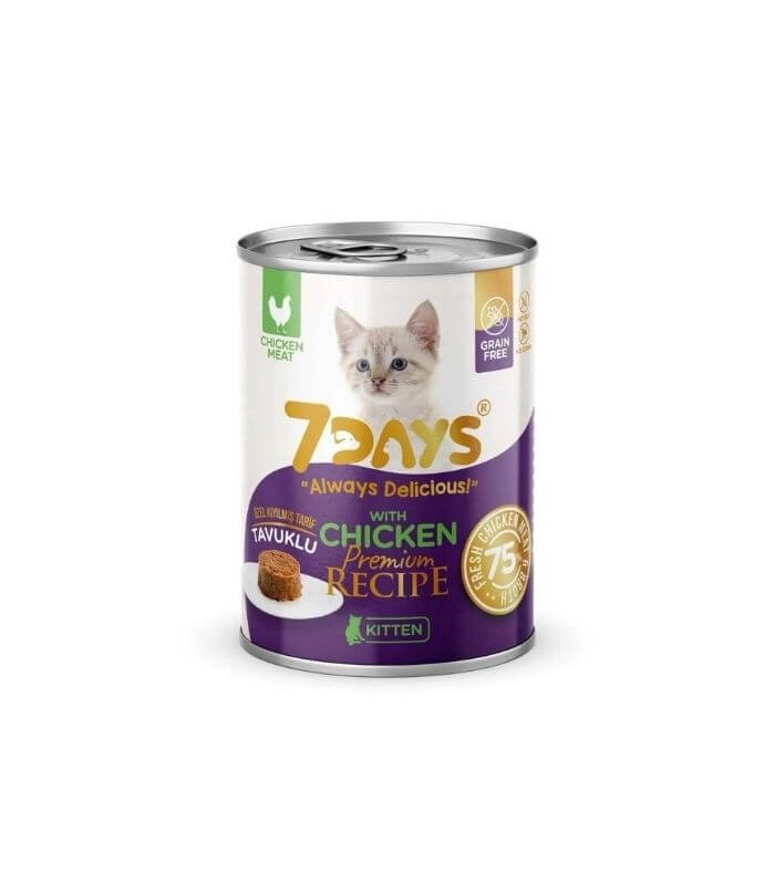 7 DAYS Tavuklu Kıyılmış Yavru Kedi Konserve Maması 415 Gram