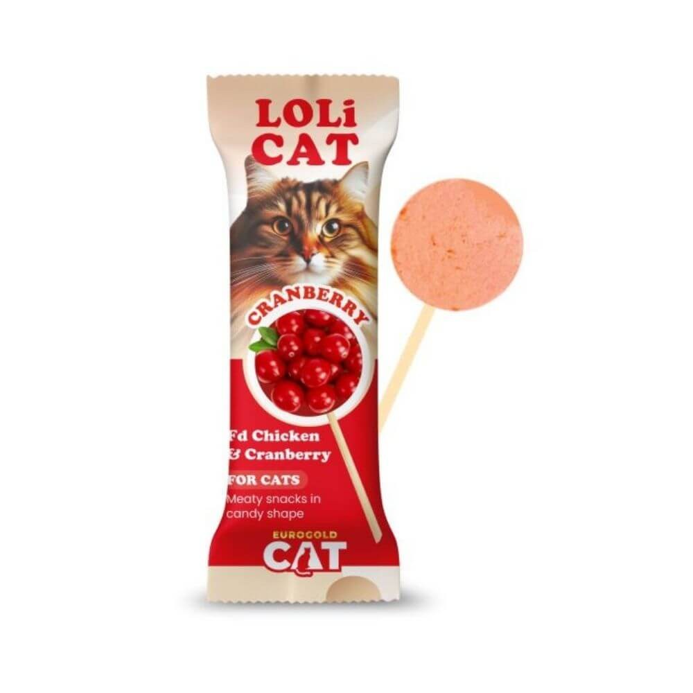 EuroGold Cat LoliCat Kızılcıklı Kedi Lolipopu 1,5 Gr