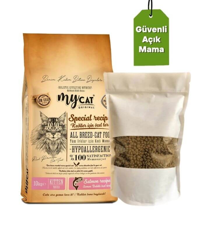 Mycat Original Somon Balıklı Hypoallergenic Yavru Kedi Maması 1kg (Açık Mama)