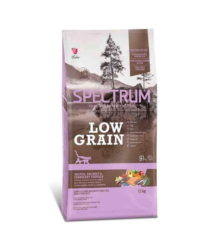 Spectrum Low Grain Kısırlaştırılmış Kedi Maması Somonlu&Hamsili&Kızılcıklı 12kg