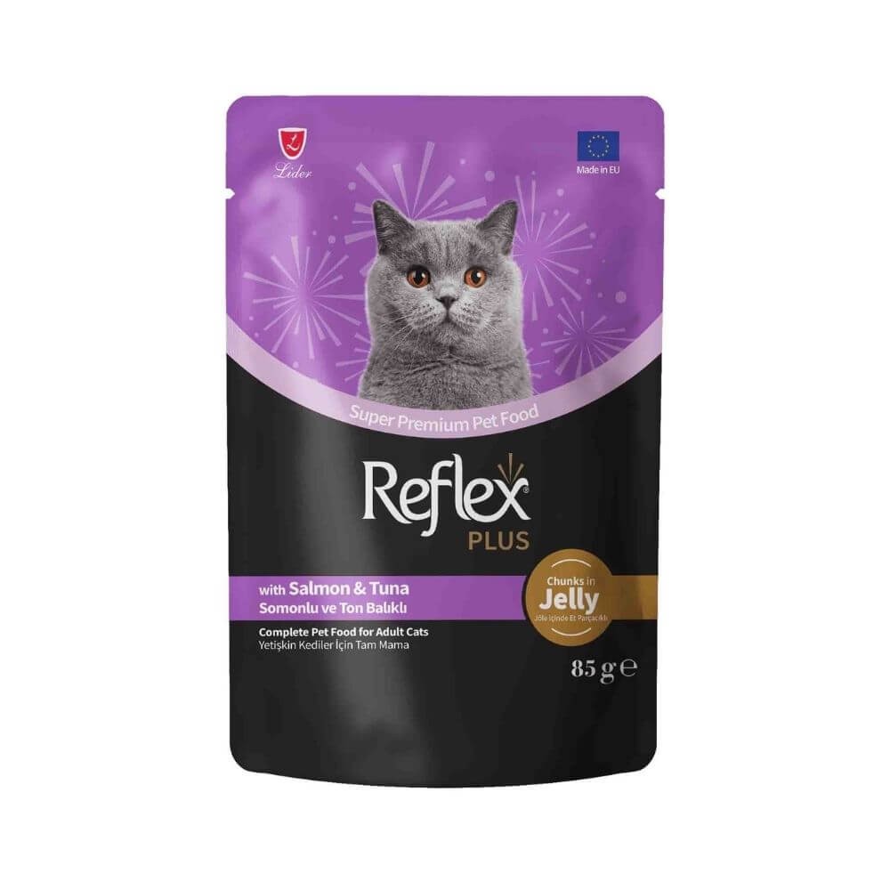 Reflex Plus Jöle İçinde Somonlu ve Ton Balıklı Yetişkin Kedi Konservesi 85gr