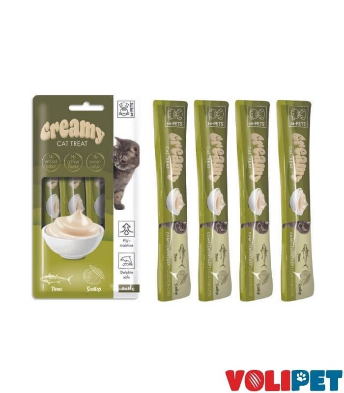 M-PETS Creamy Ton Balıklı ve Deniz Taraklı Kedi Ödülü 4X15Gr