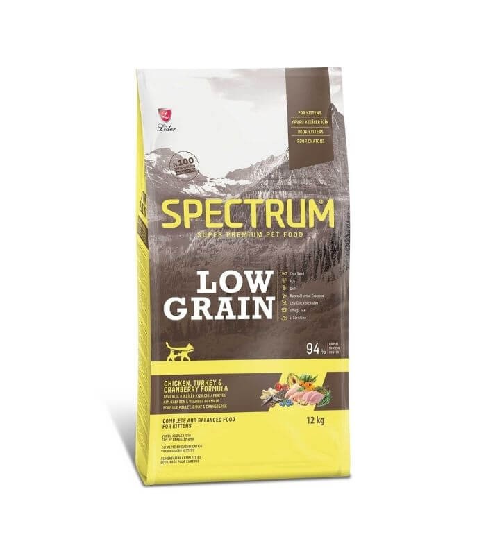 Spectrum Low Grain Tavuk, Hindi ve Yaban Mersinli Yavru Kedi Maması 12kg