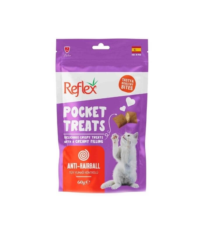 Reflex Pocket Treats Anti-Hairball Tüy Yumağı Kontrolü Kedi Ödül Maması 60gr