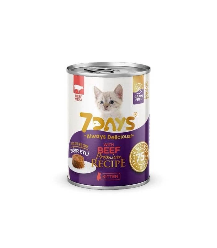 7 DAYS Biftekli Kıyılmış Yavru Kedi Konserve Maması 415gr