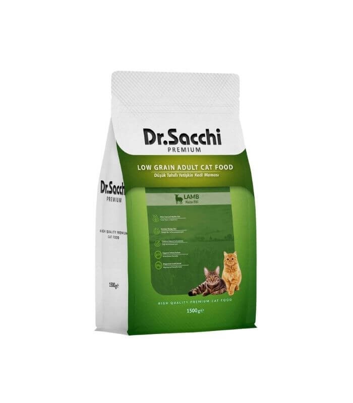 Dr.Sacchi Düşük Tahıllı Kuzu Etli Kedi Maması 1,5kg