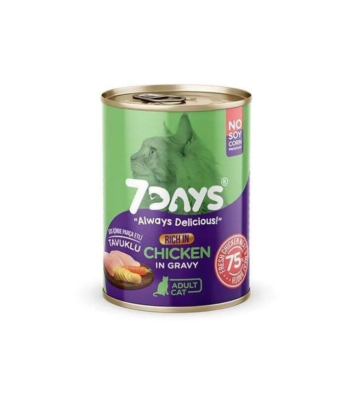 7Days Tahılsız Taze Tavuklu Soslu Yetişkin Kedi Konservesi 415gr