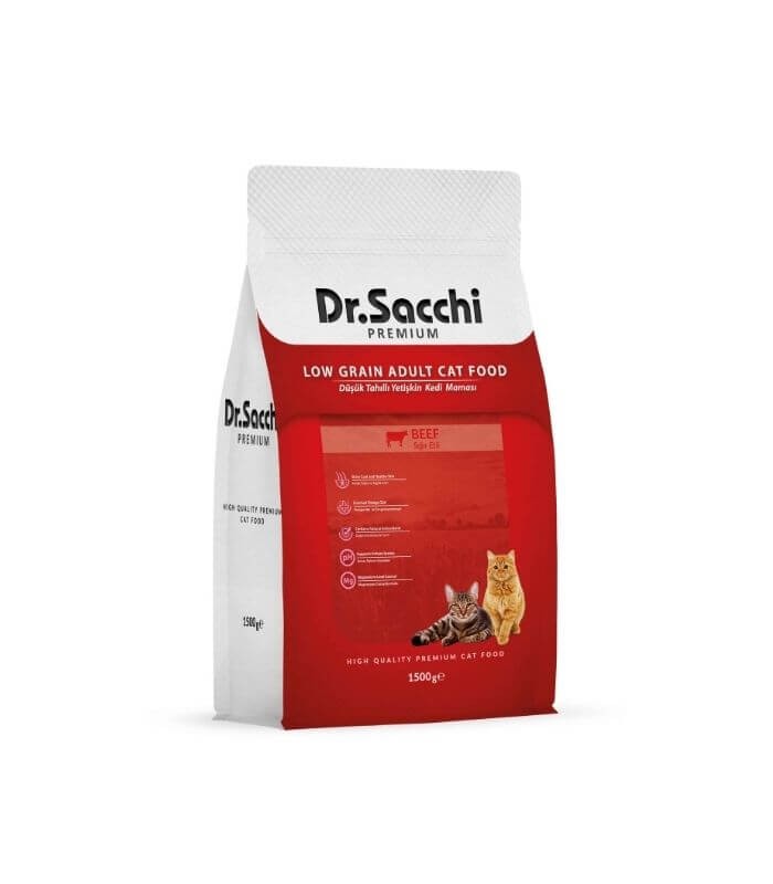 Dr.Sacchi Düşük Tahıllı Sığır Etli Kedi Maması 1,5kg