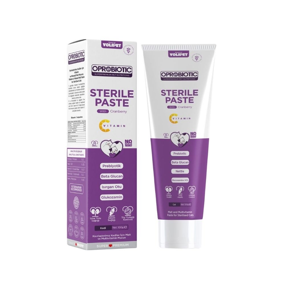 Oprobiotic Sterilised Süper Premium Malt ve Vitamin Macun 100gr (KISIR KEDİ MALT & VİTAMİN)