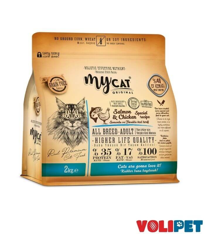Mycat Low Grain Somonlu Tavuklu Yetişkin Kedi Maması 2 kg