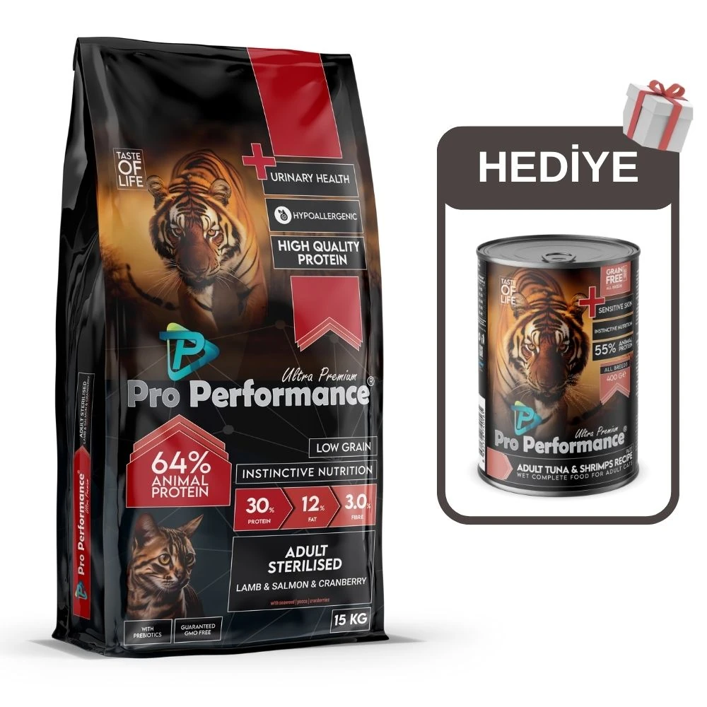 Pro Performance Kızlıcıklı Kuzulu Karidesli ve Somonlu Kısırlaştırılmış Kedi Maması 2kg