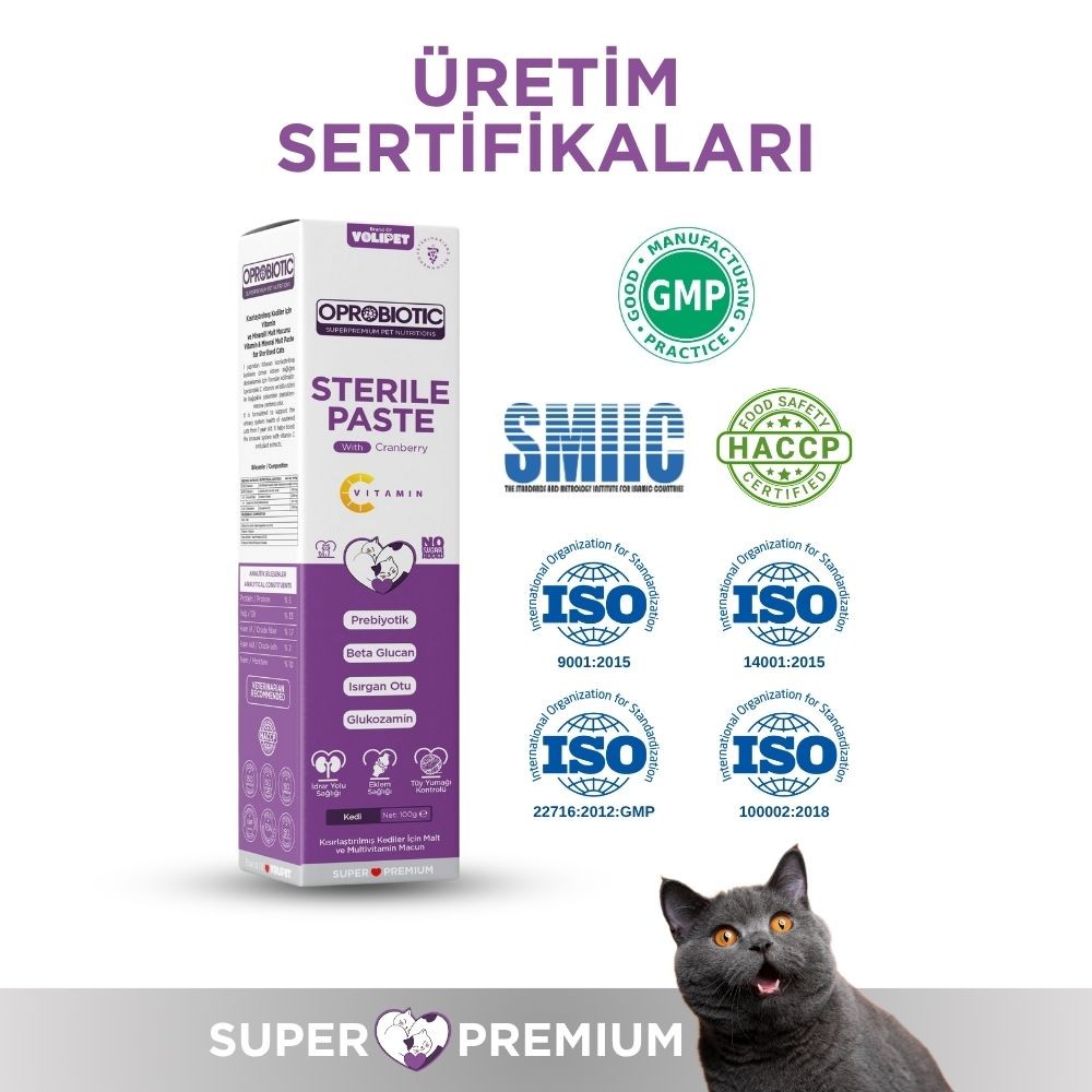 Oprobiotic Sterilised Süper Premium Malt ve Vitamin Macun 100gr (KISIR KEDİ MALT & VİTAMİN)