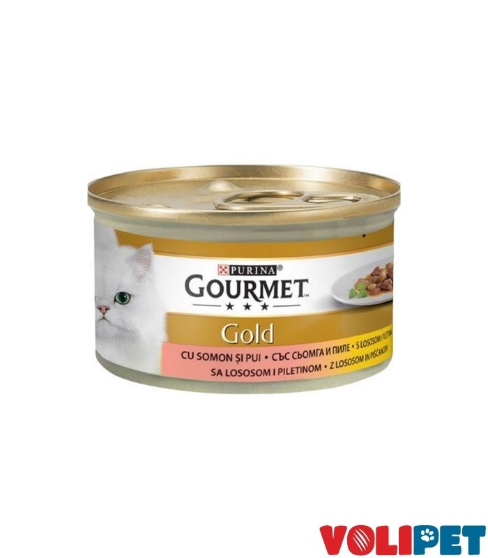 Gourmet Gold Parça Etli Somonlu ve Tavuklu Yaş Kedi Maması 85gr