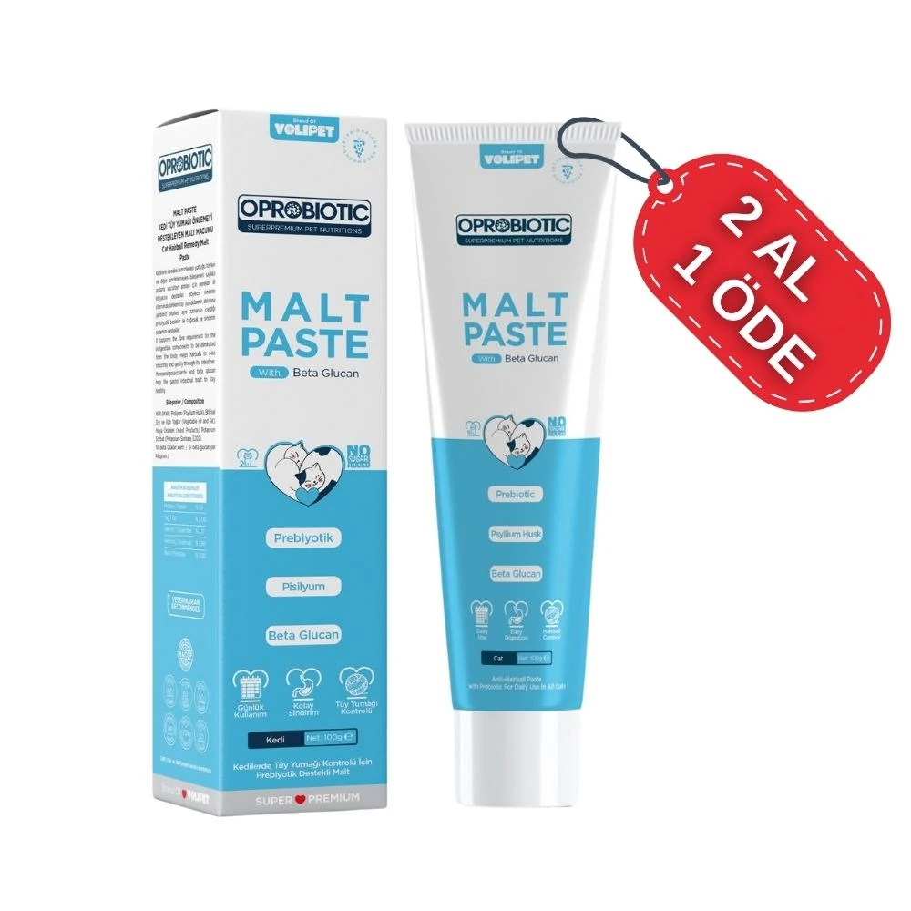 Oprobiotic Kediler İçin Süper Premium Malt Macun 100gr (TÜY YUMAĞI ÖNLEYİCİ)