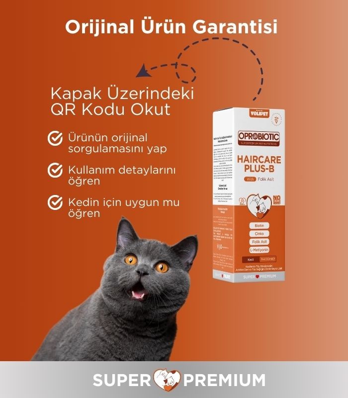 Oprobiotic PlusB Kediler İçin Tüy Dökülmesini Azaltıcı Damla 50ml (TÜY DÖKÜMÜ ÖNLEYİCİ)