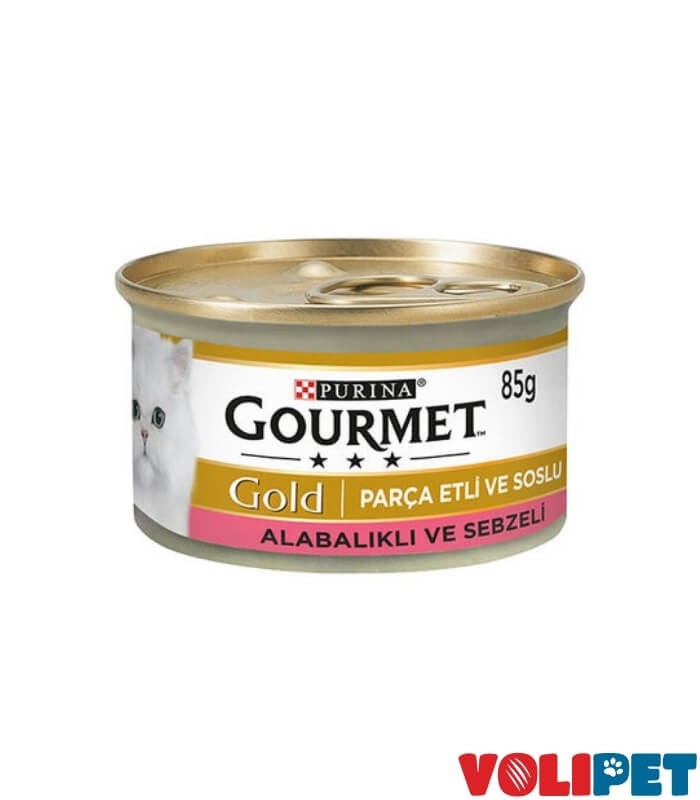 Gourmet Gold Alabalık Sebzeli Parça Etli Yetişkin Kedi Konservesi 85gr