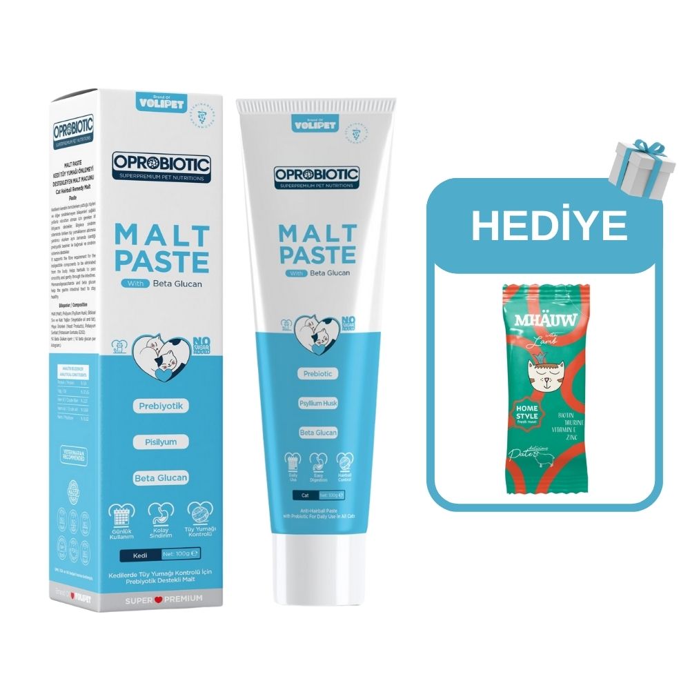 Oprobiotic Kediler İçin Süper Premium Malt Macun 100gr (TÜY YUMAĞI ÖNLEYİCİ)