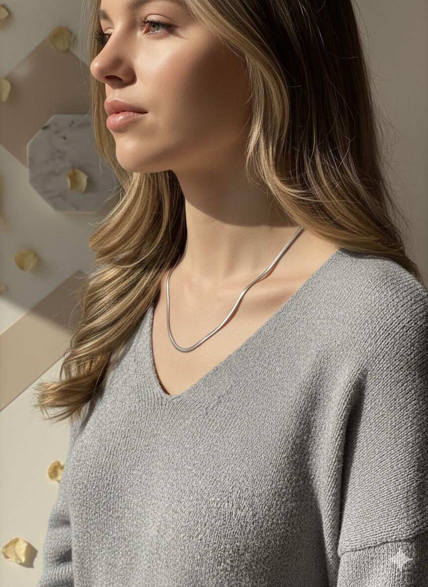 İtalyan ezme zincir kolye (GÜMÜŞ)