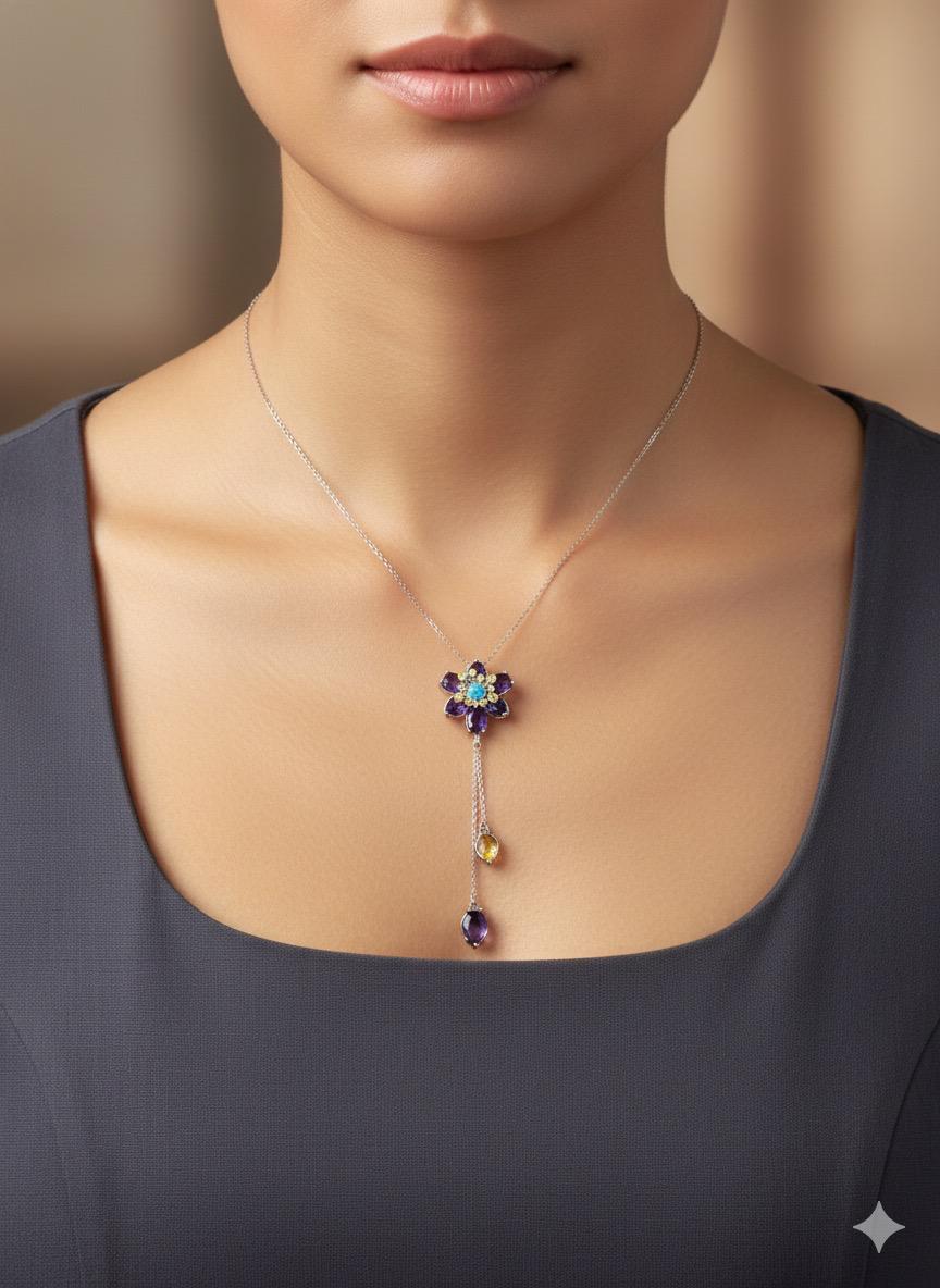 ÇELİK AYARLANABİLİR PAPATYA FİGÜRLÜ KOLYE (GÜMÜŞ)