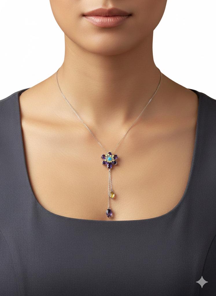 ÇELİK AYARLANABİLİR PAPATYA FİGÜRLÜ KOLYE (GÜMÜŞ)