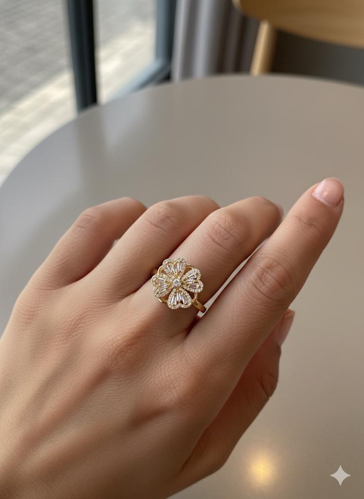 ÇELİK DÖNEN KALP DETAYLI YÜZÜK (ALTIN)