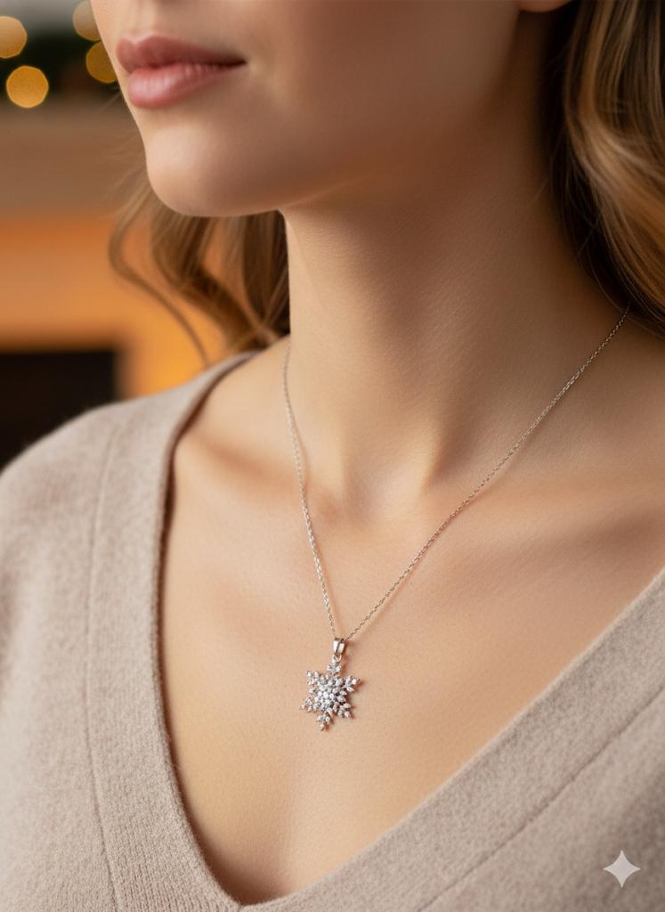 ÇELİK DÖNEN KAR TANESİ KOLYE (GÜMÜŞ)